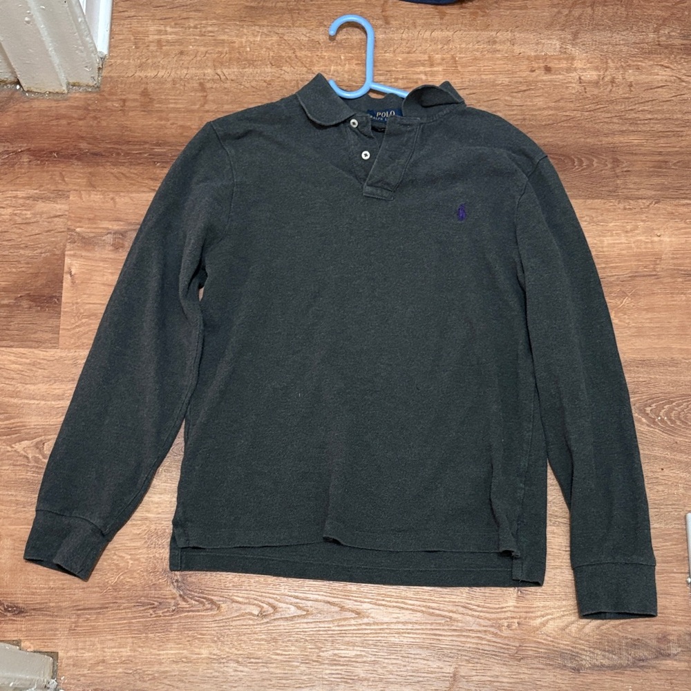 Polo Ralph Lauren Mens Slim Fit Gray Long Sleeve 2 Button Henley Large Cotton